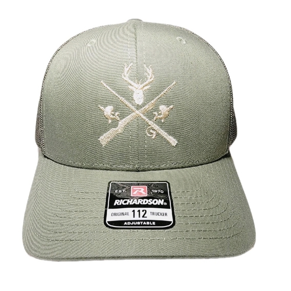 Hunter Fisherman Richardson Curved Bill Mesh Snapback Loden Cap Hat Embroidered